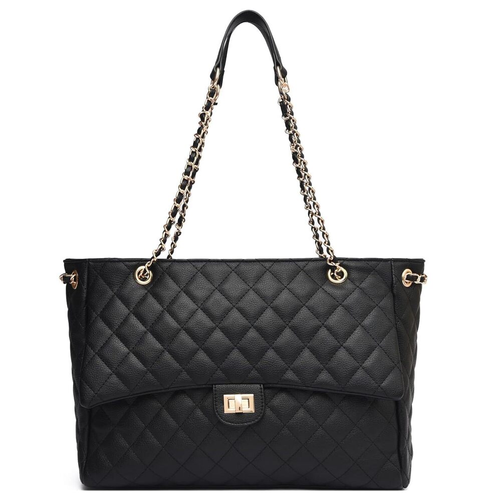 Quilted Satchel Tote Bag for Women, Elegant Leather Shoulder Handbag